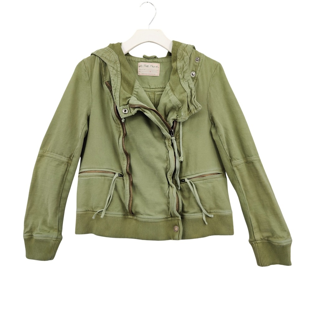 We The Free Womens Moto Gorpcore Cotton Hooded Jacket Small Olive Green Utility